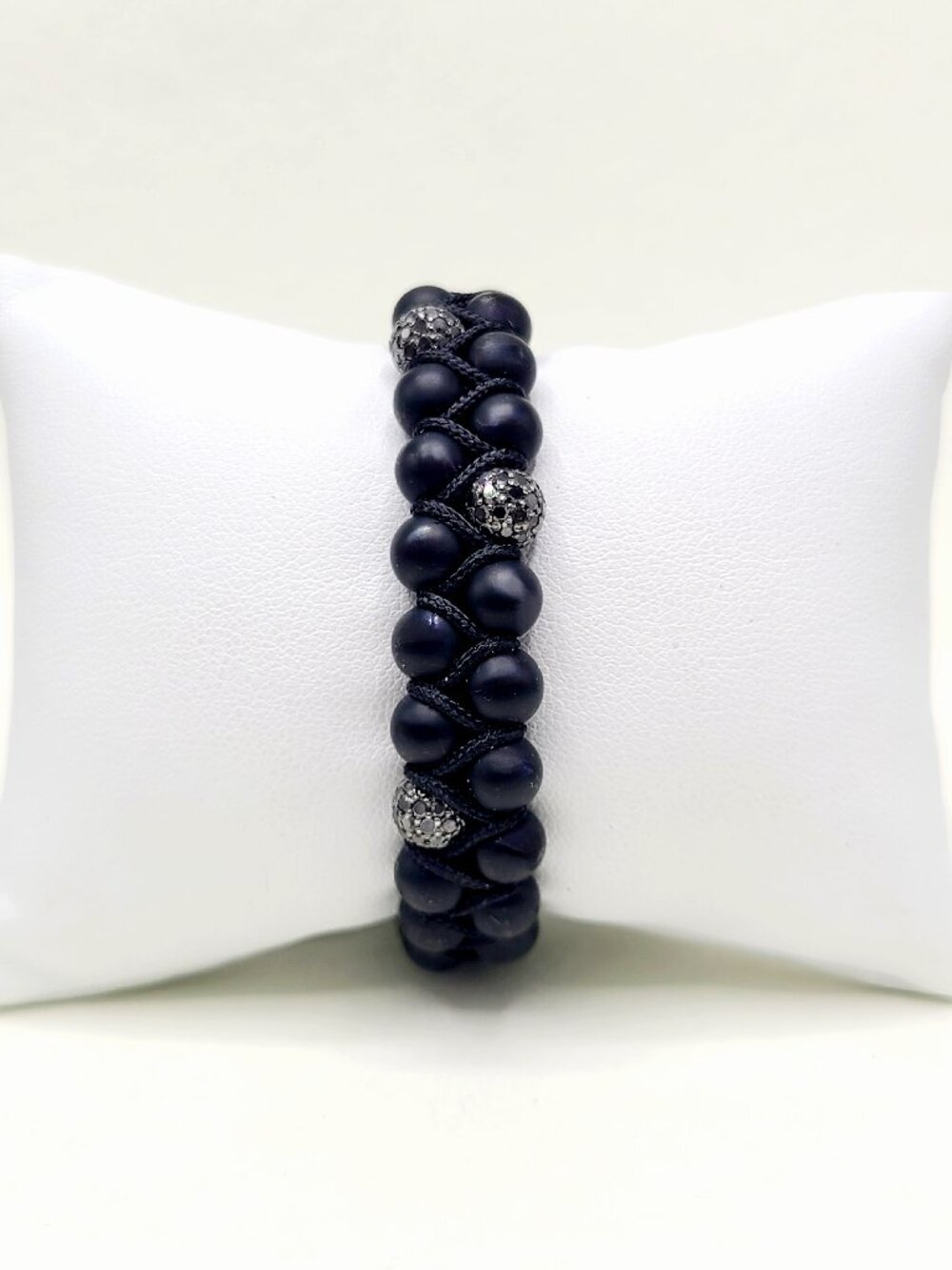 David Yurman Spiritual Beads Two-Row Woven Bracelet w/ Black Onyx & Diamonds